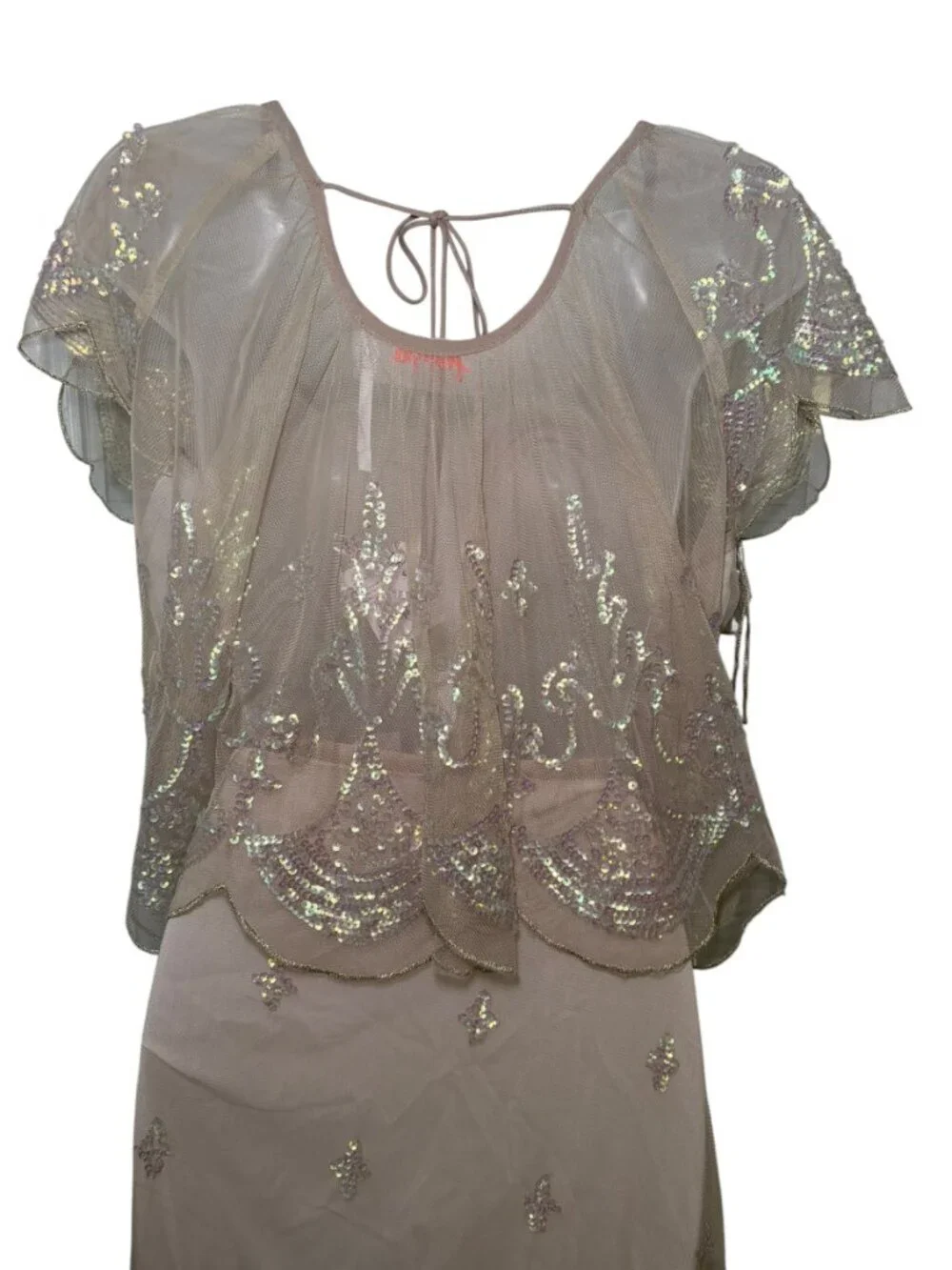 Free People Ciara Shimmer Sequin Sheer Midi Skirt Set L NWT